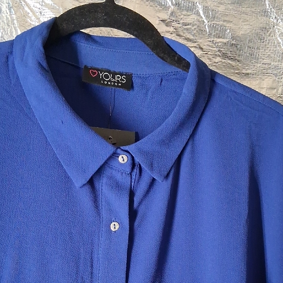 Blue Button-Up Blouse - Picture 2 of 6